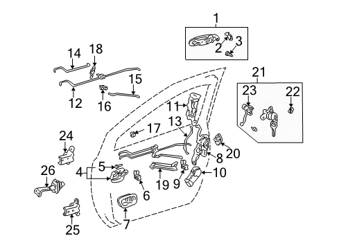 2000 Toyota Sienna Front Door Cushion Diagram for 90080-54005