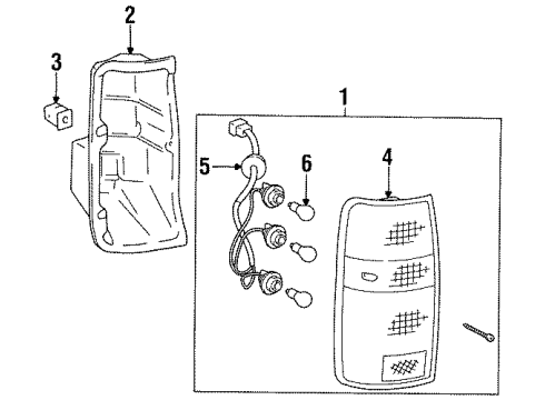 1995 Toyota Land Cruiser Tail Lamps Socket & Wire Sub-Assy, Rear Combination Lamp, LH Diagram for 81565-60241