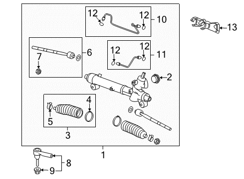 2013 Chevrolet Equinox P/S Pump & Hoses, Steering Gear & Linkage Boot Kit, Steering Gear Diagram for 19210062