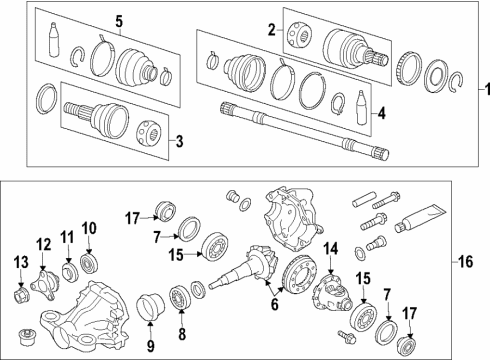 2021 INFINITI Q60 Rear Axle, Axle Shafts & Joints, Differential, Drive Axles, Propeller Shaft Final Drive Assy-Rear Diagram for 38301-4GD4A