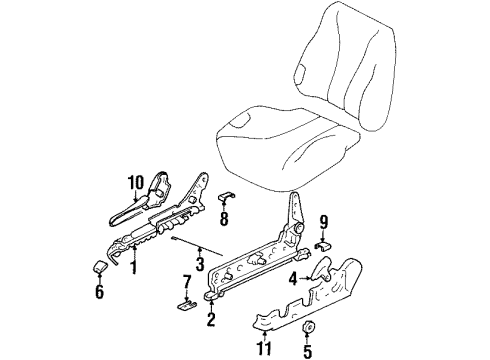 1997 Hyundai Tiburon Tracks & Components Cover-Front Seat Mounting Rear Inner LH Diagram for 88567-27100-LK