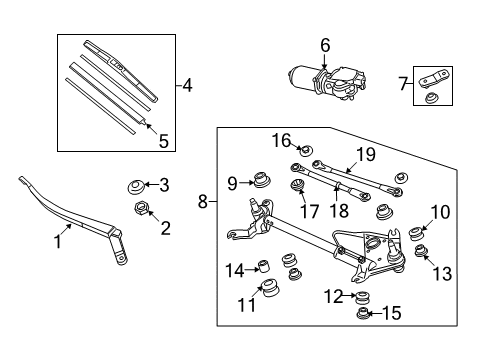 2014 Honda Crosstour Wiper & Washer Components Rod Unit A Diagram for 76540-TA0-A01