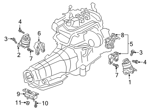 2021 Chevrolet Silverado 1500 Engine & Trans Mounting Motor Mount Bolt Diagram for 11549180