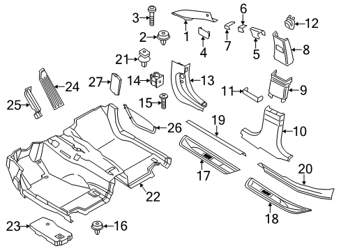 2013 BMW 550i GT xDrive Interior Trim - Pillars, Rocker & Floor Trim, B-Pillar, Middle Left Diagram for 51437221741
