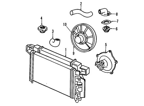 1995 Eagle Vision Cooling System, Radiator, Water Pump, Cooling Fan Hose Diagram for 4592061