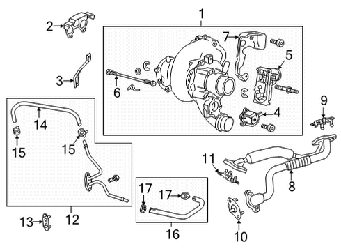 2020 Cadillac CT4 Turbocharger Coolant Line Diagram for 12703146