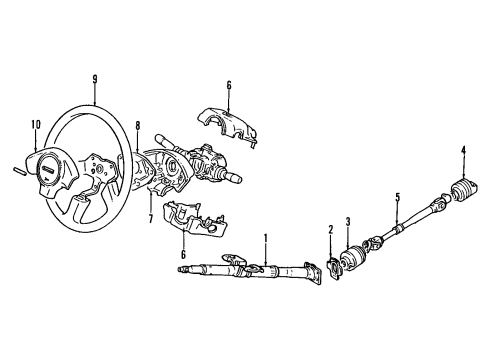 1997 Geo Tracker Steering Column & Wheel, Steering Gear & Linkage COLUMN, Steering Diagram for 30016037