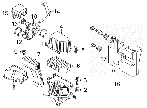 2013 Kia Soul Filters Body-Air Cleaner Diagram for 281122K600