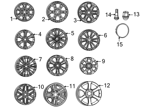 2022 Jeep Grand Wagoneer Wheels, Covers & Trim ALUMINUM Diagram for 4755411AA