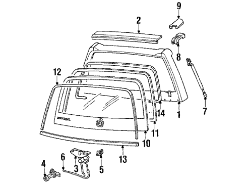 1986 Honda Civic Tail Gate Blade, Rear Windshield Wiper Diagram for 38450-SB3-305