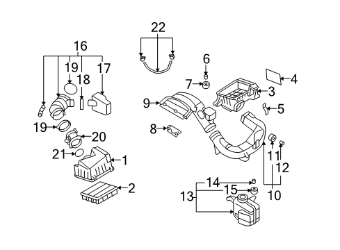 2008 Hyundai Sonata Filters Cover-Air Cleaner Diagram for 28111-3K200