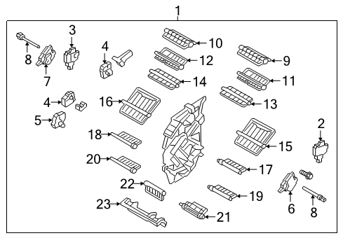2019 Genesis G90 A/C & Heater Control Units Door Assembly-Console Mode Diagram for 97216-D2100