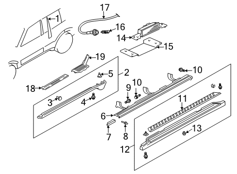 2005 Mitsubishi Montero Exterior Trim - Pillars, Rocker & Floor Bolt Diagram for MS240145