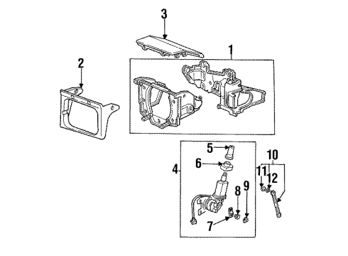 1989 Acura Integra Headlamps Motor, Passenger Side Retractable Diagram for 33210-SD2-A01