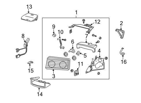 1998 Chevrolet Corvette Headlamps Headlamp Bezel Diagram for 10435411