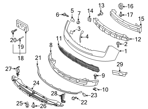 2007 Ford Edge Front Bumper Absorber Diagram for 7T4Z-17C882-A