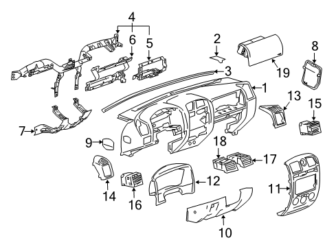 2005 GMC Canyon Instrument Panel Grille Asm-Instrument Panel Center Air Outlet Diagram for 15171984