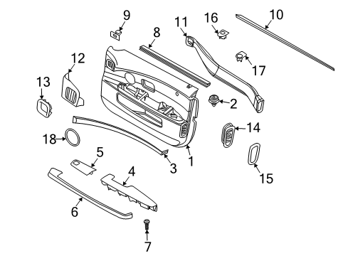 2005 BMW 745Li Interior Trim - Front Door Inner Left Window Channel Cover Diagram for 51337044143