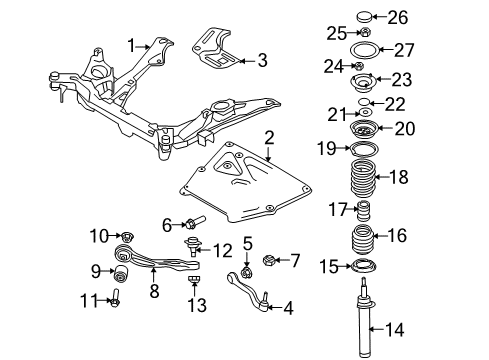 2007 BMW 530xi Front Suspension Components, Lower Control Arm, Stabilizer Bar Front Axle Support Diagram for 31106777362