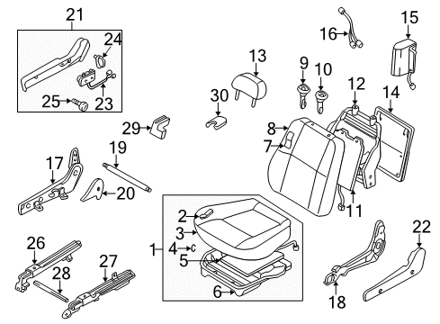 2000 Infiniti QX4 Front Seat Components Cushion Assembly_Front Seat Diagram for 87300-3W040