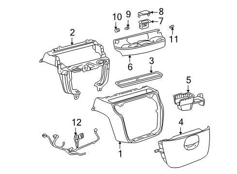 1998 GMC Savana 2500 Console Extension-Instrument Panel Lower *Pewter R Diagram for 15032344