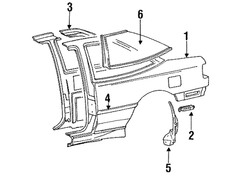 1993 Hyundai Scoupe Quarter Panel & Components, Glass, Exterior Trim Moulding Assembly-Quarter Waist Line, LH Diagram for 87741-23200