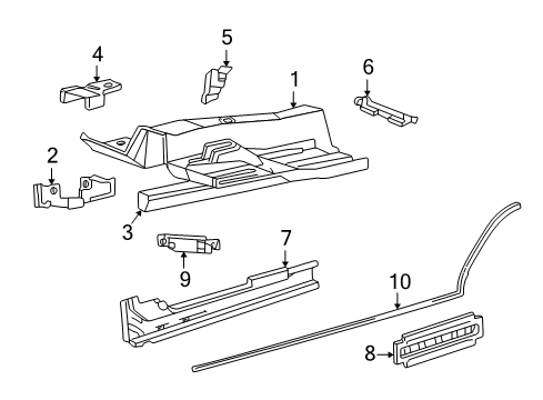 2002 Lincoln LS Floor Weatherstrip Diagram for YW4Z-54101C37-AA