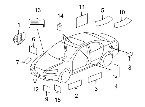2008 Acura RL Information Labels Label, Spare Tire Adapter Diagram for 74653-SJA-003