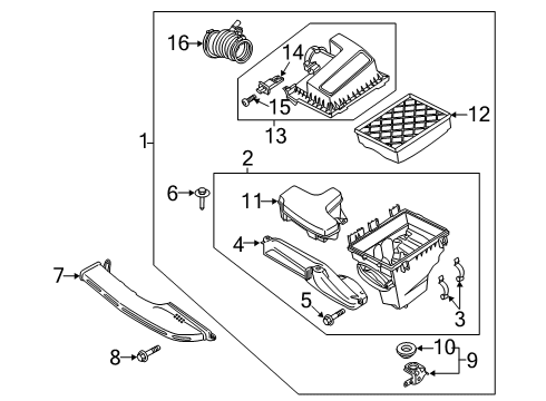2020 Ford Fusion Air Intake Air Cleaner Assembly Diagram for JS7Z-9600-A