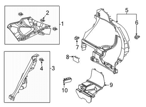 2021 Toyota Venza Interior Trim - Quarter Panels Pillar Trim Diagram for 62555-48080-C0