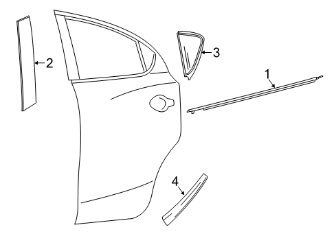 2016 Scion iA Exterior Trim - Rear Door Applique Diagram for 75708-WB001