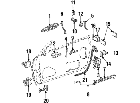 1997 Chrysler Sebring Lock & Hardware Link-Door Latch BELLCRANK To Lat Diagram for 4658801AB