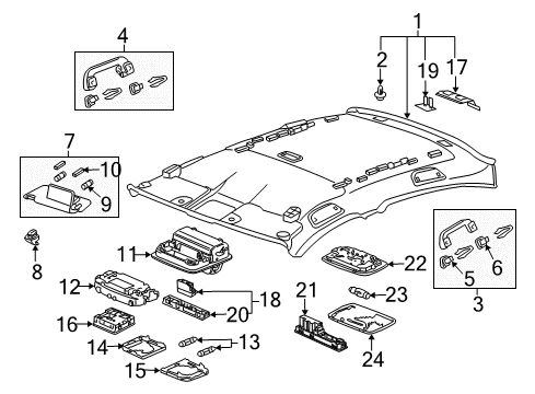 2017 Honda Accord Interior Trim - Roof Grab Rail Assembly (Graphite Black) Diagram for 83240-SNA-A01ZE