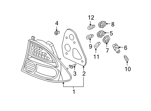 2010 Honda Civic Bulbs Lamp Unit, R. Tail Diagram for 33501-SNA-A51