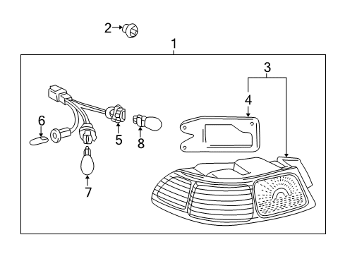 2001 Toyota Camry Combination Lamps Bulb Diagram for 90084-98038