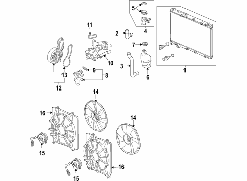 2019 Honda CR-V Cooling System, Radiator, Water Pump, Cooling Fan Motor, Cooling Fan Diagram for 38616-5PH-A01