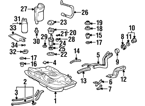 1999 Chevrolet Prizm Fuel Injection Multiport Fuel Injector Diagram for 94859015