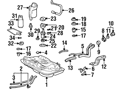 1999 Chevrolet Prizm Filters Strainer, Fuel Pump Fuel Diagram for 88974893