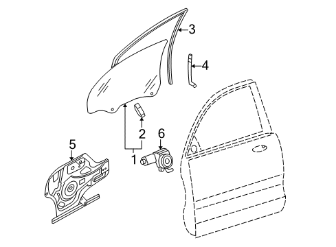 2006 Kia Optima Rear Door Glass Assembly-Front Door LH Diagram for 824102G000