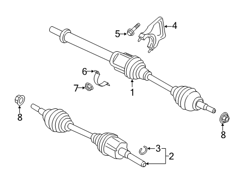 2017 Ford Escape Drive Axles - Front Axle Assembly Diagram for CV6Z-3B436-AL