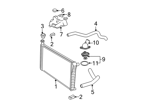 2010 GMC Savana 1500 Radiator & Components Water Outlet Diagram for 12556593