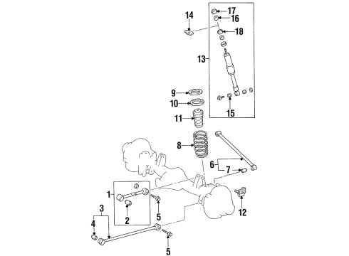 1996 Lexus LX450 Rear Suspension Components, Lower Control Arm, Upper Control Arm, Stabilizer Bar Spring, Coil, Rear Diagram for 48231-6A070