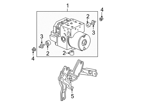 2005 Honda Civic ABS Components Bracket, Modulator Diagram for 57115-S5A-A02