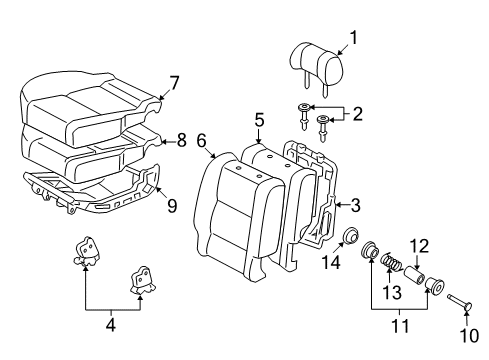 2007 Toyota Sequoia Rear Seat Components Spacer Diagram for 71628-0C010