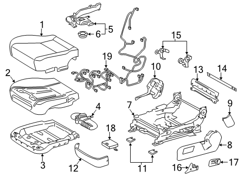 2014 Lexus LS460 Power Seats Pad, Front Seat Cushion Diagram for 71512-50250