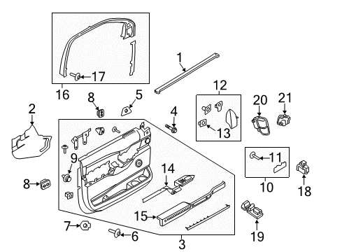 2020 Ford Expedition Interior Trim - Front Door Window Molding Diagram for JL1Z-7851752-AA