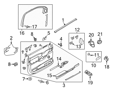 2020 Ford Expedition Interior Trim - Front Door Handle Bezel Diagram for JL1Z-7822620-AC