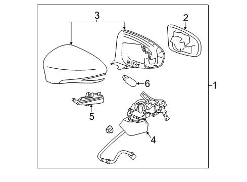 2018 Lexus ES300h Outside Mirrors ACTUATOR Sub-Assembly, Outer Mirror Diagram for 87908-33A82-A1