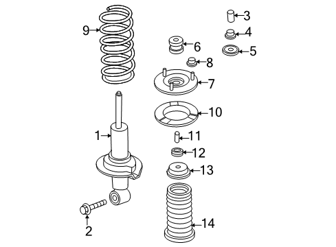 2014 Nissan Xterra Struts & Components - Front Bolt Diagram for 01125-0047U