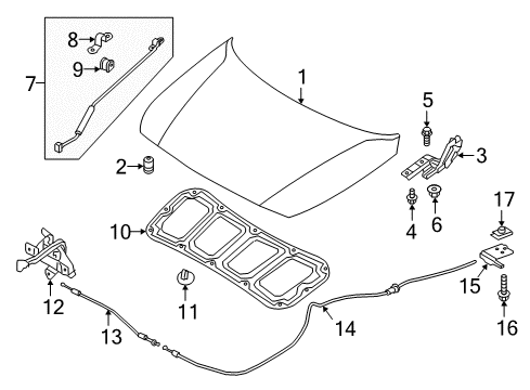 2019 Hyundai Accent Hood & Components Rod Assembly-Hood Stay Diagram for 81170-H5000